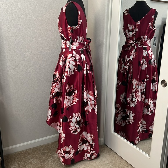 Tahari Arthur S. Levine Floral Mikado High Low Dress Size 12 - Picture 5 of 14